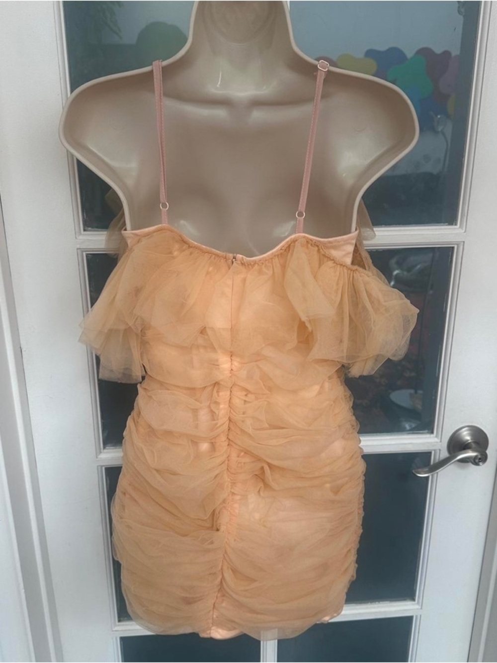 PrettyLittleThing Peach Ruffle Mini Dress Size 6US (10 UK) - Picture 6 of 11